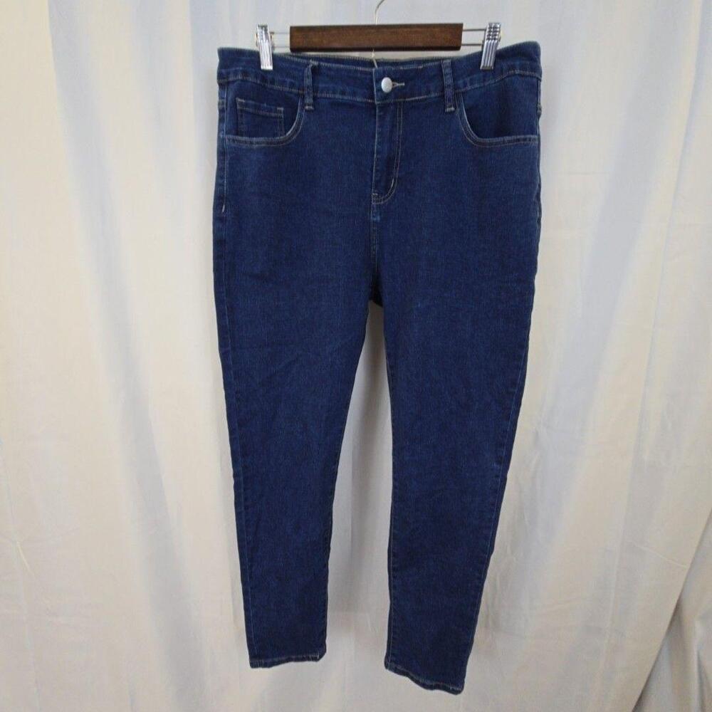 Jeans Womens 1XL Plus Blue Dark Wash High Rise Skinny Stretch Denim Pants Casual